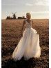 Ivory Glitter Lace Tulle Modern Wedding Dress